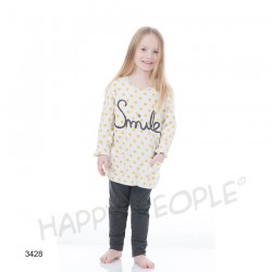 Παιδική Πυτζάμα Χειμερινή Για Κορίτσια Με Μπλουζοφόρεμα & Παντελόνι Κολάν Της Happy People 